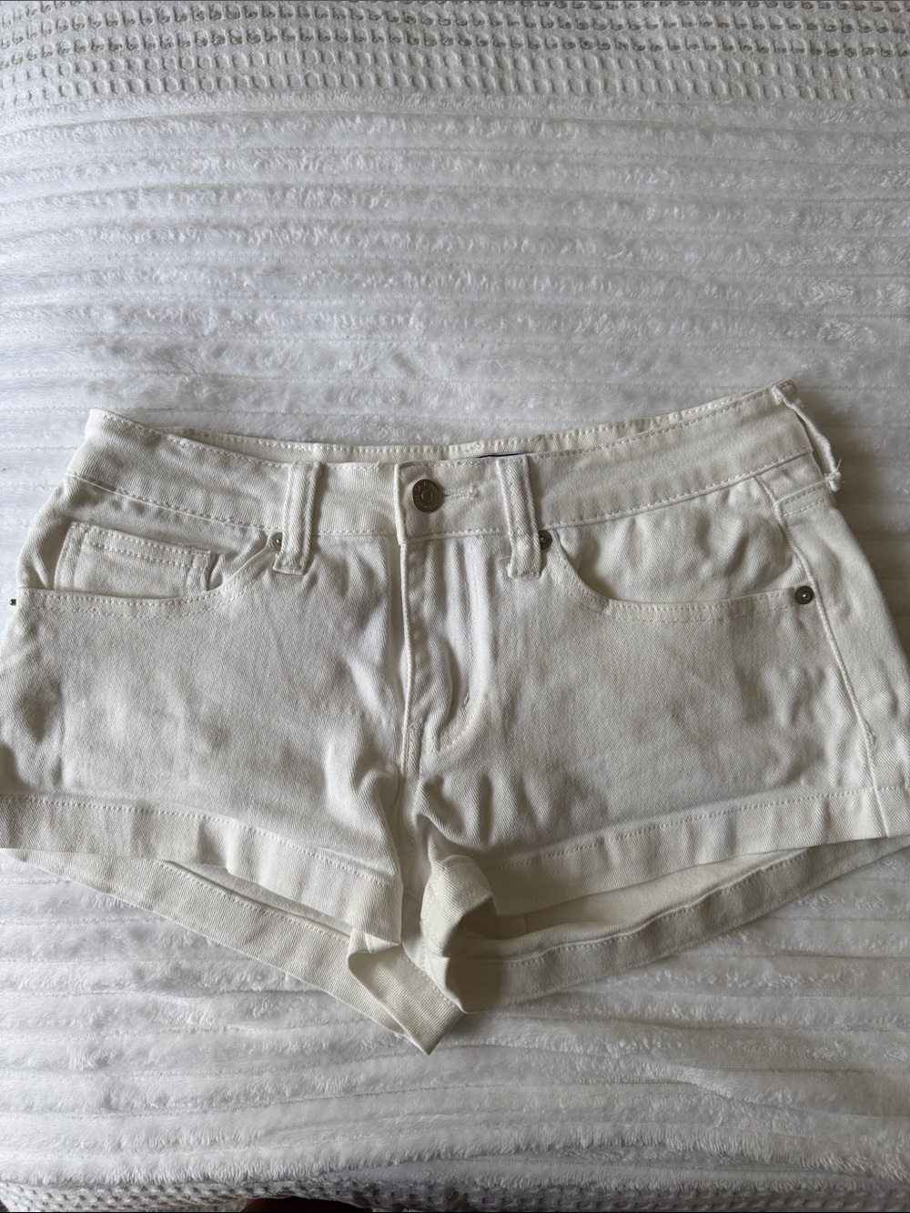 White Denim Micro Shorts